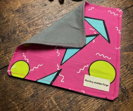 Custom EDC Hanks (8" x 8") – Burning Stables pink geo 80's theme