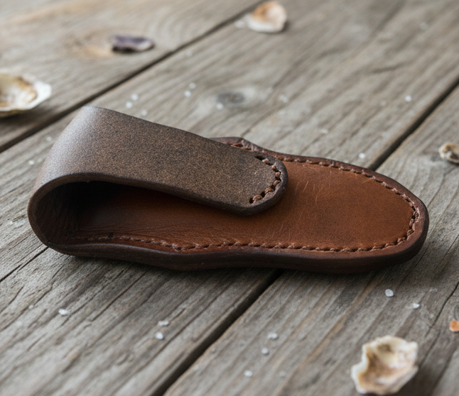 Handcrafted Low country Oyster shucker Leather Sheath