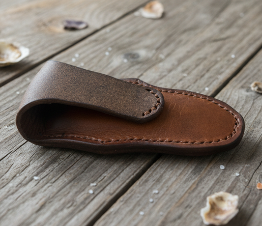 Handcrafted Low country Oyster shucker Leather Sheath